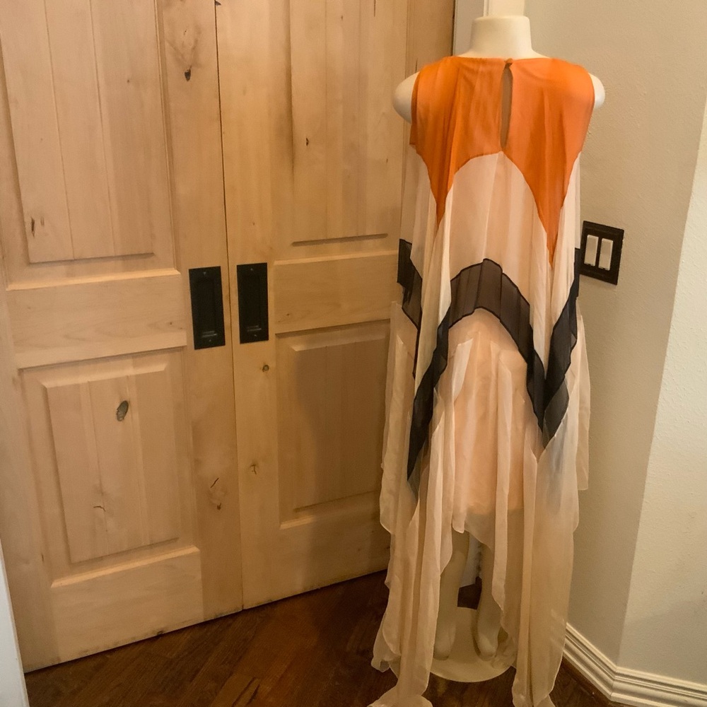 Maria Lucia Hogan silk dress gown boho goddess multi Sz 38/4 vacay wedding - Picture 3 of 13